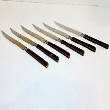 Set of 6 Vintage Knives 1960s Faux Wood Handles Bakelite picture
