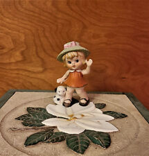 VINTAGE HOMCO PORCELAIN GIRL W/HAT AND DALMATIAN PUPPY - PORCELAIN picture