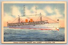 1941 Colonial Line  SS Arrow  SS Comet  New York  Boston  Providence    Postcard picture