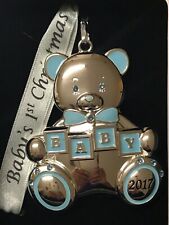 Harvey Lewis Engravable Baby's 1st Xmas 2017 Boy Ornament Crystals Swarovski  picture
