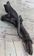 VINTAGE  BRONZE MINITURE LIZARD WITH GLASS EYS MUST SEE NO RESERVE SCULPTURE picture