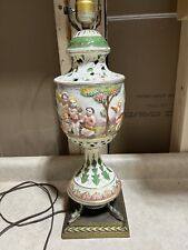 Mid-Century Vintage Italian Cherubs Flowers Capodimonte Porcelain Table Lamp picture