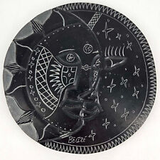 Black etched stone Celestial Face Sun Stars Moon Decor display 7