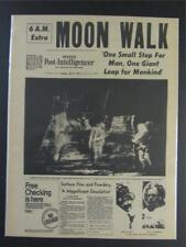 VINTAGE NEWSPAPER HEADLINES ~ ASTRONAUTS ARMSTRONG ALDRIN LAND WALK ON MOON 1969 picture