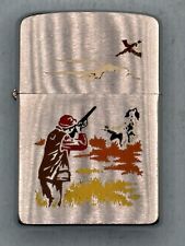 Vintage 1962 Pheasant Hunter And Dog Chrome Zippo Lighter picture