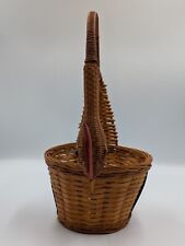 Vintage  Hand Crafted Bird  Wicker Basket. 13