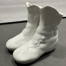 Gerold Porzellan Bavaria Germany Figurine White  Victorian Double Boots - 3” EUC picture