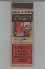 1930s Matchbook Cover Federal Match Co Three Ace Cafe Ballston Spa, NY   TALL picture