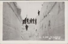 Snow On O.S.L.R. NE MT Men Digging Snow In Ditch RPPC Vintage Post Card picture