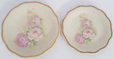 VINTAGE PAIR OF PORCELANAS IBIS AVEIRO PORTUGAL PIN DISH DECOR PLATE PINK FLOWER picture