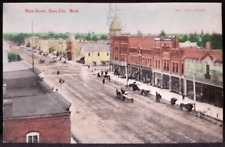 Cass City Main Street ca 1910s Horses carriages Wagons Hand Colored Postcard picture