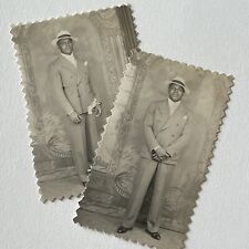 Vintage RPPC Real Photograph Very Handsome Black African American Man Fedora picture