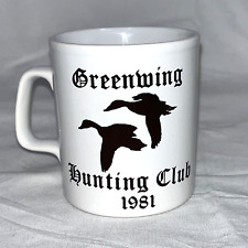 Greenwing Hunting Club Mug Hunt Game Vintage White Ceramic 1981 picture