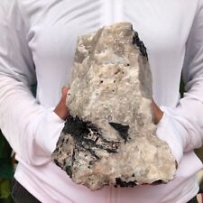 7.6 LB Natural Black Tourmaline Quartz Crystal Rough Gemstone Specimen Healing picture