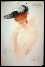 1906 F. S. Manning Illustrated Calendar Page Armour's Art Redhead Black hat picture