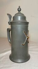 rare antique 1800's handmade pewter lidded golf trophy Reed & Barton beer stein picture