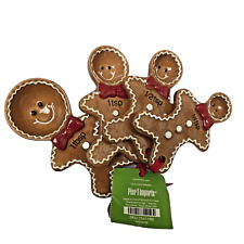 Pier 1 Imports Christmas Gingerbread Man Ceramic Measuring Spoons Set of 4 picture