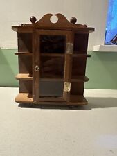 Vintage Miniture Wood And Glass Footed Curio Cabinet with 3 Shelves 8