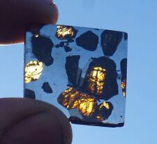GORGEOUS 8.6g IMILAC PALLASITE METEORITE PART SLICE w/ GLOWING OLIVINE CRYSTALS picture