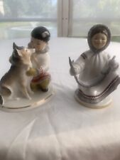 Lot,2 Vintage Figurine porcelain Yakut With a Dog,girl fish USSR. LFZ,ЛФЗ, col. picture