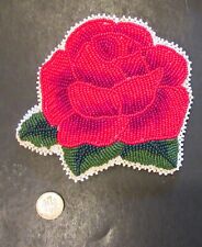 Large RED Rose  -  beaded Barrette, 4