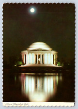 Vintage Postcard Jefferson Memorial Seen at Night Virginia picture