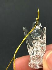 Vintage Spun Glass Miniature Angel Christmas Ornament Clear 1.4