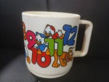 Vintage Disney 123 Numbers Plastic 6' Kids Cup Superseal Mickey Mouse Huey Dewey picture