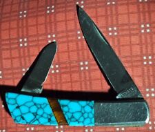 Gerber Silver Knight CUSTOM HANDLED Lock Back Folding Knife turquoise NICE picture