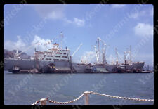 sl83 Original slide 1980's  Hong Kong Tanker ship surrounded small vessels 849a picture