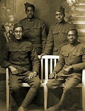 1918 Four Black African American Soldiers Vintage Old Photo 8.5