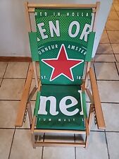 Heineken Wood Fold up Lounge Beach Chair - Promotional Beer Memorabilia RARE picture