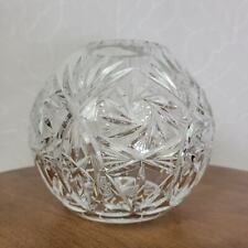 Vintage Bohemian Crystal Clear Cut Glass Round Centerpiece Bud Vase  picture