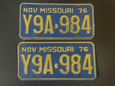 MISSOURI LICENSE PLATE 1976 PAIR NOVEMBER Y9A 984 picture