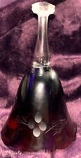 Vintage Dinner Bell Cranberry amethyst  Etched Glass picture