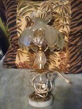 Mid century glass lamp with glass prisms and marble base,Italy,shade damage picture