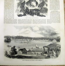 1852 illustrated newspaper with VERY EARLY VIEW of the town of ST HELEN'S Oregon picture