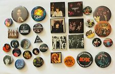 Rock-n.Roll 1980's Pins Buttons LOT of Thirty (30) AC/DC Doors Def Leppard VH picture