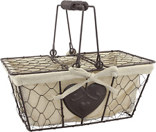 Stonebriar Farmhouse Metal Chicken Wire Picnic Basket with Hinged Lids, Handles, picture