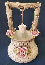 Nuova Capodimonte Porcelain Wishing Well” w/Bucket Pink Floral- Italy 13.5 in picture