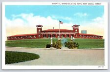 Fort Dodge Kansas~Panorama Hospital~State Soldiers Home~Vintage Linen Postcard picture