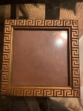 Vintage Small Art Frame Greek Key 9x9 Wooden Gold Gilded W/ Plastic Not Glass picture