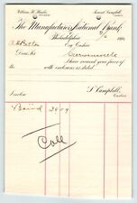 1894 The Manufacturers National Bank of Philadelphia Receipt picture