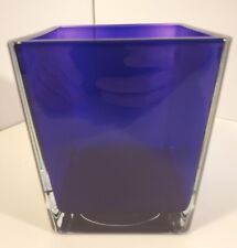 Vintage Teleflora Gifts Purple Violet Thick Glass Vase Planter 4.75” H x 4” W  picture