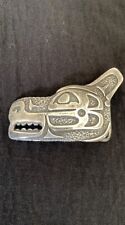 Vintage Rare Native American Totemic Sterling Wolf Belt Buckle picture
