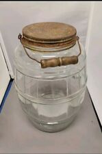 Vintage  Pickle Jar with Wooden Handle And Metal Screw Off Top picture
