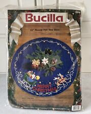 1993 Bucilla 43” Round Felt Merry Christmas Tree Skirt Kit 83019 Sealed Unopened picture