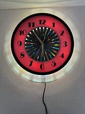 VTG Mid-Century Modern MCM Large Lighted Kaleidoscope Wall Clock picture
