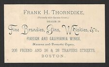 c1870's Thorndike Alcohol Trade Card - Brandy, Gin, Whisky, Wine, Cigar - Boston picture