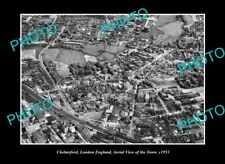 OLD LARGE HISTORIC PHOTO CHELMSFORD ENGLAND AERIAL VIEW OF THE TOWN c1953 1 picture